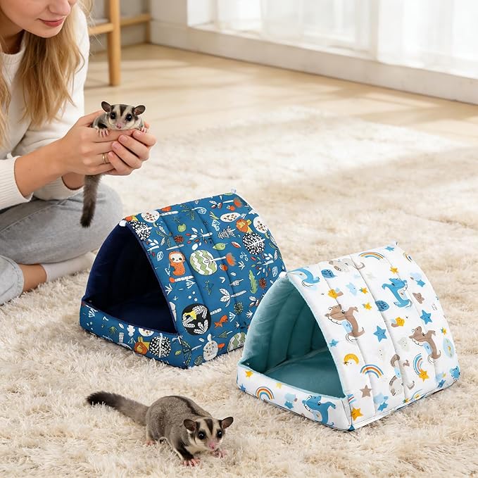 4 Pcs Guinea Pig Hideout, Guinea Pig Bed Tunnel Washable Small Animal House Cage Accessories for Mouse Chinchillas Hamsters Hedgehogs Ferrets Bearded Dragons and Rats Other Small Animals