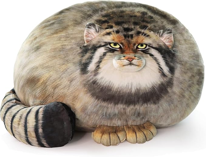 Steppe Cat Plush 35cm/14inch Pallas Cat Stuffed Animal , Cute Plushies for Girls, Soft Plush Pillow , Throw Pillow Doll Decoration Doll Birthday Gift for Kids, Boys, Girls Birthday Christmas
