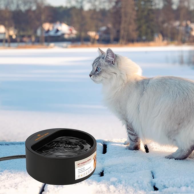 Outdoor Heated Water Bowl for Dogs Cats, 2.2L Winter Heating Dog Water Bowl Smart Thermal for Outdoor Chickens Rabbits Birds, Black, Winter Clearance 2026, Limited Stock