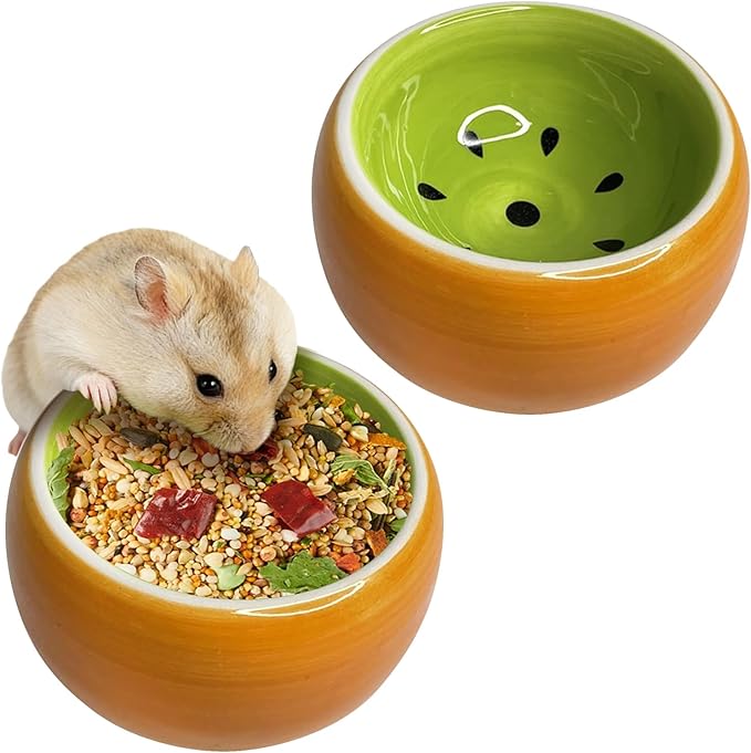 Tfwadmx 2 Pcs Hamster Bowl, Ceramic Guinea Pig Water Bowl Small Animal Food Dish for Syrian Hamster Rabbit Gerbil Chinchilla Hedgehog Sugar Glider Rat
