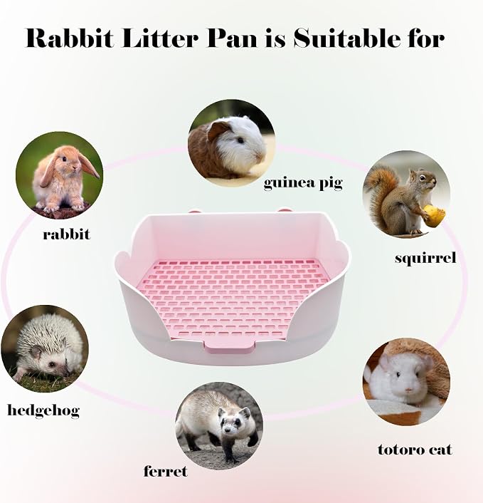 PINVNBY Rabbit Litter Box for Cage,Bunny Potty Box Corner Rabbits Litter Pan Trainer Toilet with Grate for Guinea Pig Hedgehog Chinchilla Ferret(Purple)