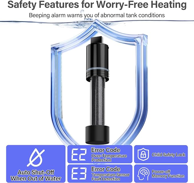 hygger 300W Aquarium Heater for 40–60 Gallon Tanks, ±0.5°C Precise Temperature Control, Dual Probe, External Controller, Overheat & Dry-Run Protection, for Freshwater & Saltwater