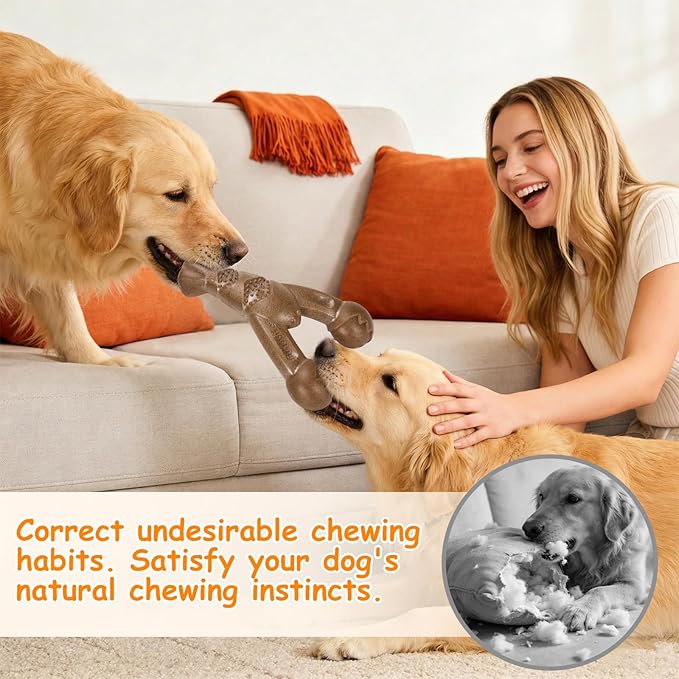 Large Dog Bones for Aggressive Chewers, Bacon Scented & Nylon Bone to Keep Them Busy, Durable Chew Toy for Medium & Large Breeds (25-80 lbs)