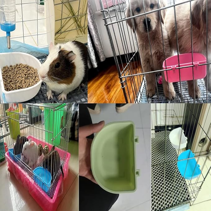 2 Pack Pet Carrier Feeder Clip-on Wire Cage Bowl Bird Feeding Dish Hanging Cups for Cat Carrier with Wire Door Rabbit Habitat Bunny Hutch Hamster Puppy Dog Crate Guinea Pig Ferret Chinchilla