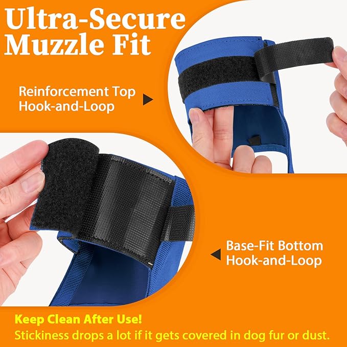Mayerzon Dog Muzzle for Large Medium Small Dogs, Adjustable Fit, Soft & Sturdy Fabric, Prevents Fierce Barking Biting Chewing, Ideal for Grooming Walking Vet Visits, Allows to Pant Drink (Blue, S)