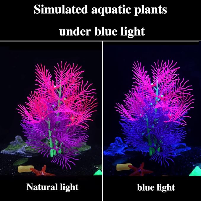 Aquarium Decorations Glowing Silicone Ornament for Tank Landscape Decor - Betta Fish Tank (Purple)