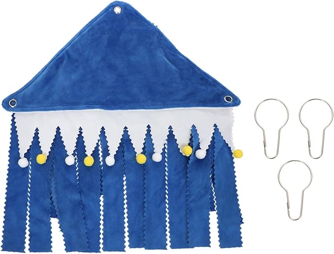 Milisten Small Pet Tassel Tent Corner Hideout with Hammock for Hamsters Guinea Pigs Rabbits Blue Cozy Small Animal Hideaway Bed for Cage Habitat
