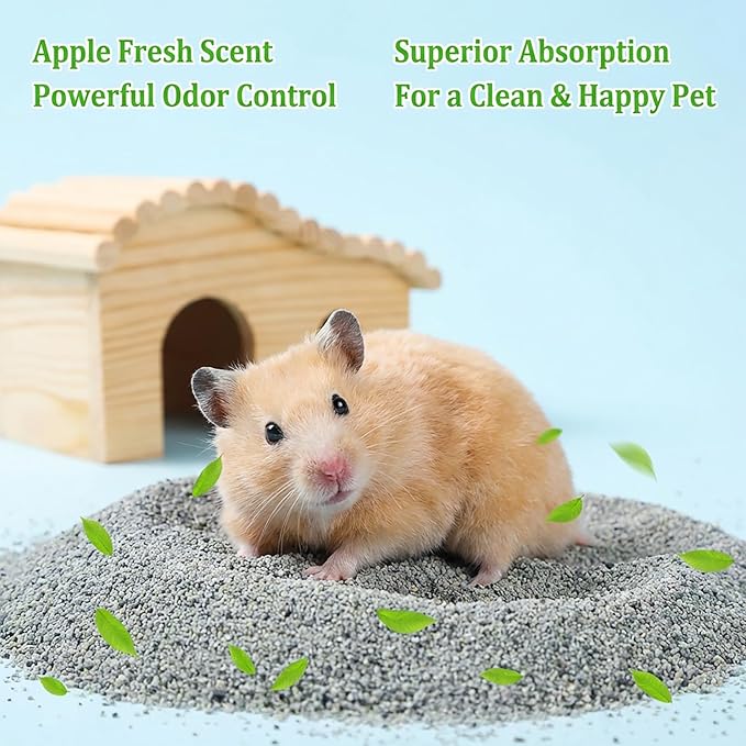 Sukh 14OZ Hamster Desert Sand - Coarse Play Bedding Sand for Hamster Gerbil Chinchilla Guinea Pig Reptile Chicken Bird, Cage Accessories Fish Tank Odor Control Digging Pee Sand, Apple Scent