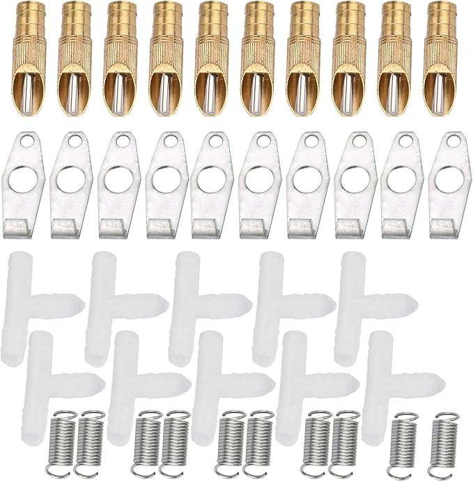 Yinhing 10pcs Set Stainless Steel Automatic Nipple Waterer for Ferrets Quality Pet Waterer Easy Installation (Duck Bill White)