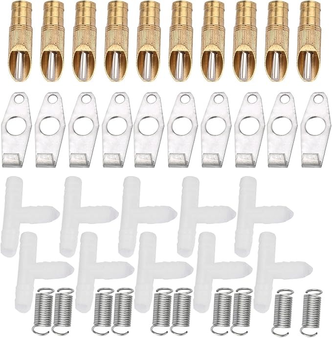 Fydun 10pcs Set Pet Water Feeder, Stainless Steel Automatic Nipple Waterer Poultry Fountains & Waterers for Bunny Rat Rabbit Ferrets (Duckbilly White)