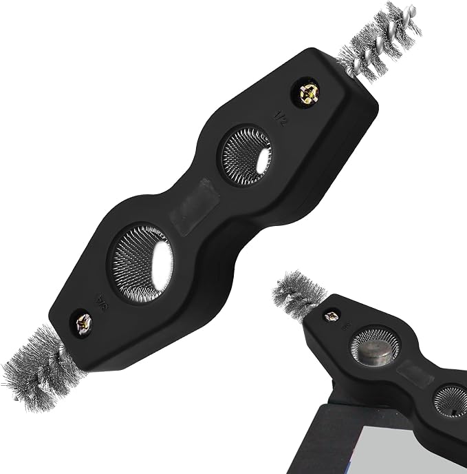 4 in 1 Car Battery Cleaning Brush, Battery Terminal Cleaner, Anti-Rust Auto Battery Cleaner Brush Tool with Steel Wire, Vehicle Battery Terminals Machine Parts Cleaning Tool for Cars (Black)