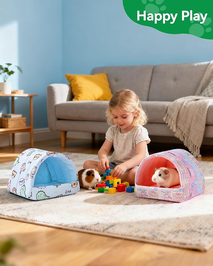 2 PCS Guinea Pig Hideout Guinea Pig House,Washable Hamster House Small Animal Cage Accessories for Mouse Chinchillas Hamsters Hedgehogs Ferrets Bearded Dragons and Rats