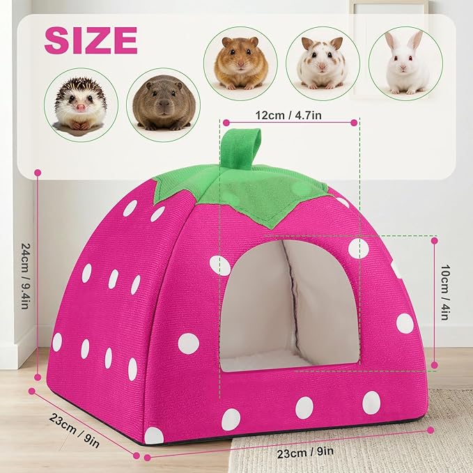 Guinea Pig Bed Rabbit Hideout Warm Fleece Cuddle Cup Washable Sleeping House for Small Animals Pet/Ferret/Chinchilla/Bunny (Pink)