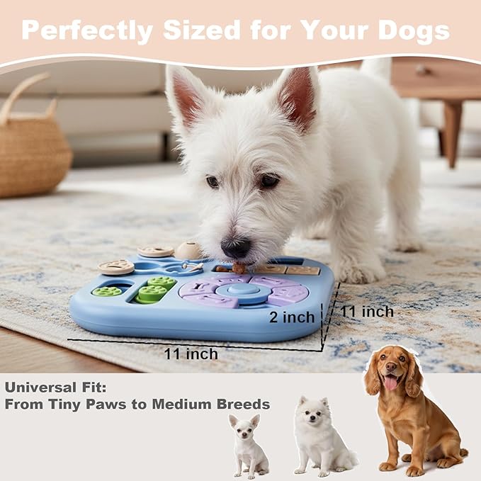 Dog Puzzle Toys for Smart Dogs, Cognitive Dog Toys & Interactive Enrichment Puzzle Feeder, Squeaky Treat Dispenser for Mental Stimulation & IQ Training to Keep Them Busy, for Small Medium Dogs