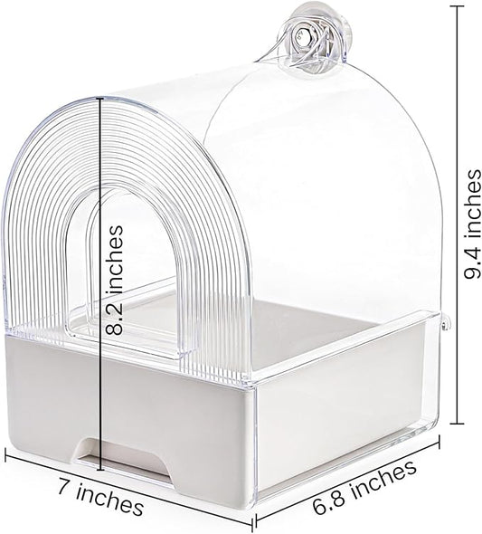Coloch Hanging Bird Bath for Cage, Clear Bird Bathtub with Bottom Drawer 3 in 1 Multifunction Bird Bath/Bowl/House Bird Cage Accessory for Small to Medium Birds, Parrot, Cockatiel, Finch, Lovebird