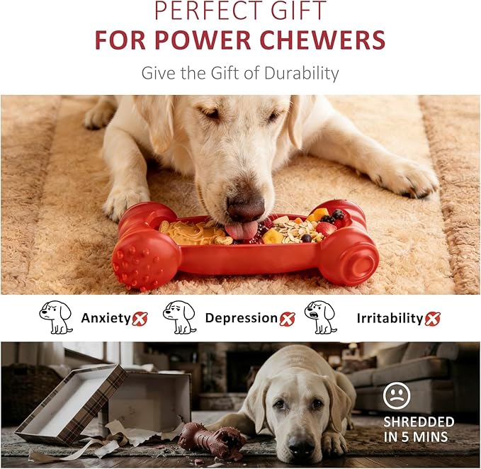 2-Pack Dog Toys Freeze Lick Bones Indestructible Dog Toys for Aggressive Chewers, Freezeable Slow Feeder for Teething Dental Care Toy Relief to Small/Medium Breeds Dog Bone Keep Busy
