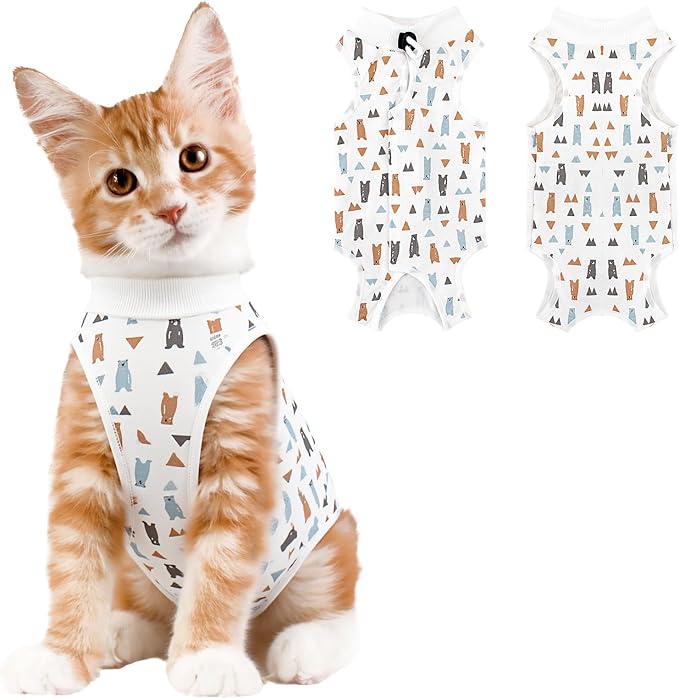 Coppthinktu Cat Recovery Suit Female, Breathable Cat Onesie After Surgery Female for Abdominal Wounds or Skin Diseases, Surgery Recovery Suit Kitten Surgical Onesie After Spay Wear Anti Licking