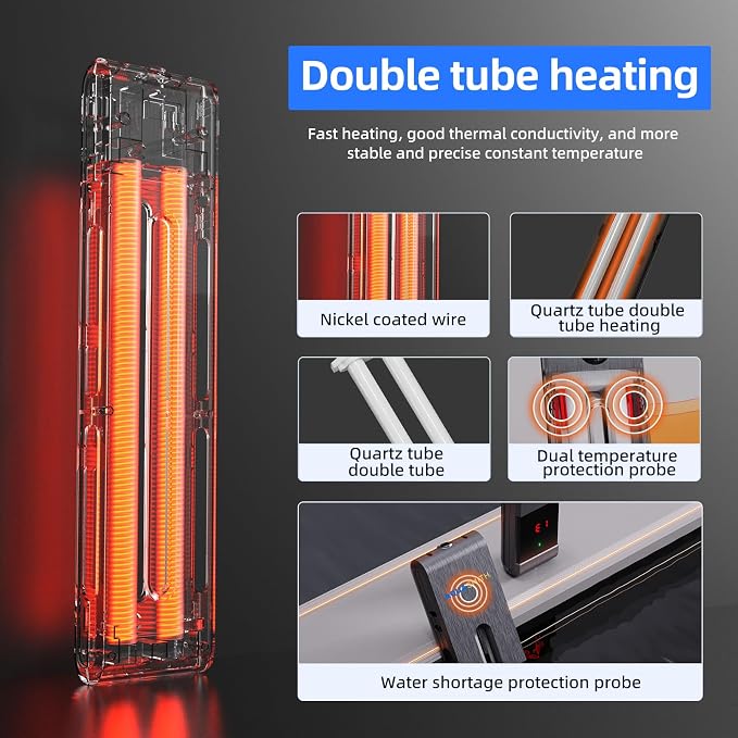 AQUASMITH Aquarium Heater,200W Fish Tank Heater,Suitable for 50-60 Gallon Fish Tank,Dual-chip Intelligent Temperature Control,Has a Variety of Intelligent Security Protection Functions
