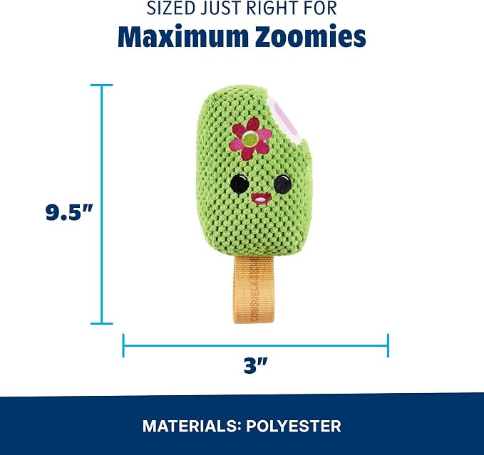 Barkbox BARK Consuela The Cactus Pop – 2-in-1 Summer Plush Dog Toy with Squeaker & Crinkle Layers – Interactive Ice-Cream-Themed Dog Toy for Puppies & Large Dogs