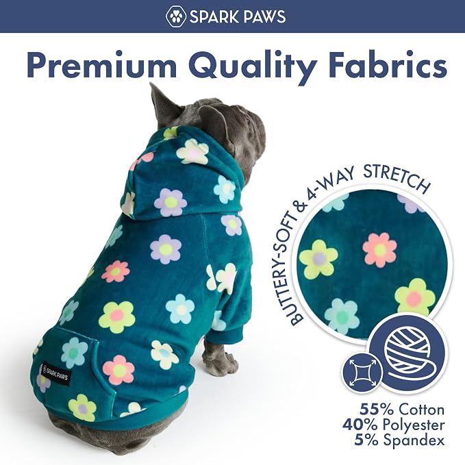 Spark Paws Dog Hoodie – Premium Dog Sweater for Small, Medium, and Large Dogs | Warm Outfits for French Bulldogs, Pitbull, Puppy, Winter Jacket Alternative - Daisy - 2XL
