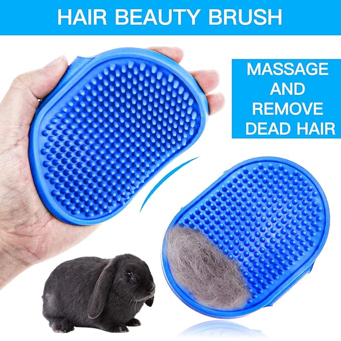 4 Pieces Bunny Grooming Kit - Hair Remover, Brush, Steel Comb, and Double-Sided Comb for Guinea Pigs & Rabbits