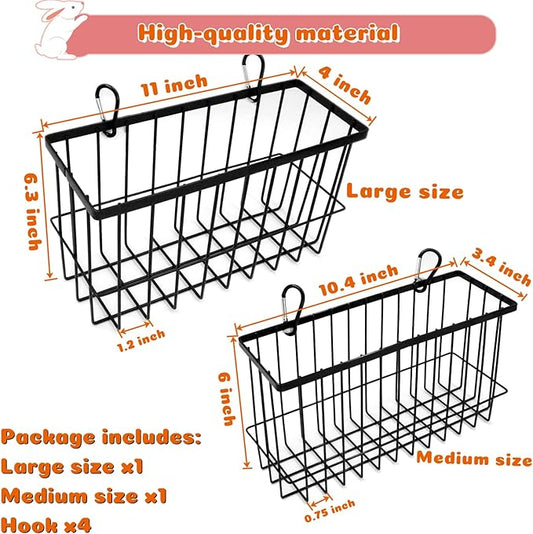 2PCS Rabbit Hay Feeder,Bunny Hay Feeder Rack with Metal Frame for Guinea Pig Chinchilla,Large Heavy-Duty Hay Holder Feeders for Rabbits Guinea Pigs, Small Animal Cage Accessories