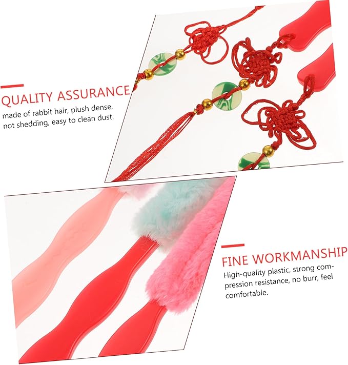 Yardwe 3Pcs Colorful Rabbit Hair Guzheng Cleaning Brush Set Universal Dust Removal Tool for Musical Instruments Soft Bristles for Effective Care and Maintenance