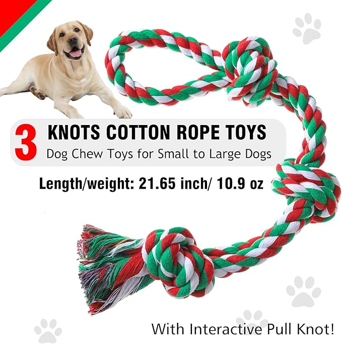 XIGOU Rope Toys for Dogs - Indestructible Chew Toys for Aggressive Chewers, Tough Puppy Teething Toys for Boredom, Dental Cleaning Tug of War Toy - Great for Small to Large Breed