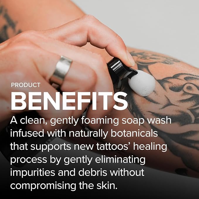 Mad Rabbit Tattoo Aftercare Soap - Tattoo Soap for New Tattoo - Fragrance Free Foam Wash - Unscented, Cleaner Made with Clean + Vegan Ingredients, 2oz