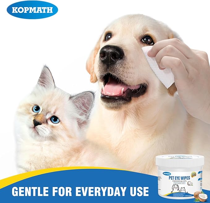Dog Eye Wipes, Tear Stain Wipes for Dogs, Big & Thick Cat Eye Wipes for Dogs, Mild Ingredient,Texturized & Presoaked Pet Eye Cleaner Pad for Discharge Crust Booger,100 Ct, Coconut Scent