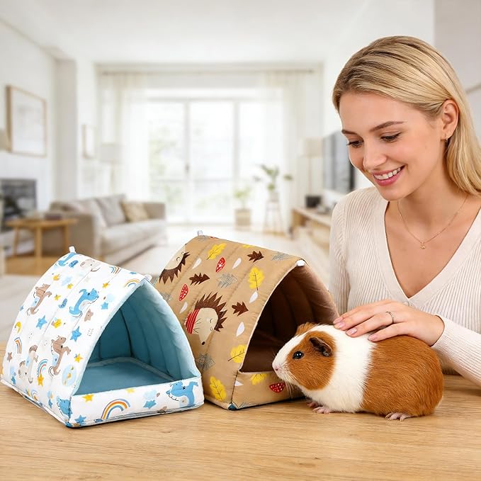 2 Pcs Guinea Pig Hideout, Guinea Pig Bed Tunnel Washable Small Animal House Cage Accessories for Mouse Chinchillas Hamsters Hedgehogs Ferrets Bearded Dragons and Rats Other Small Animals