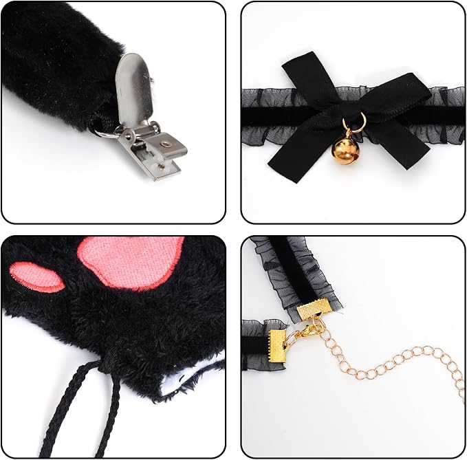 choyaxo Cat Costumes Including Cat Ears and Tail Necklace Paw Gloves Animal Costume