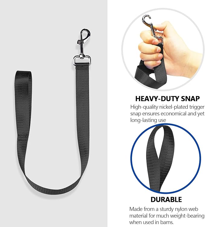 Harrison Howard 4PCS 22” Easily Packed Sturdy Nylon Bucket Straps for Hay Nets and Water Feeder Buckets-Black
