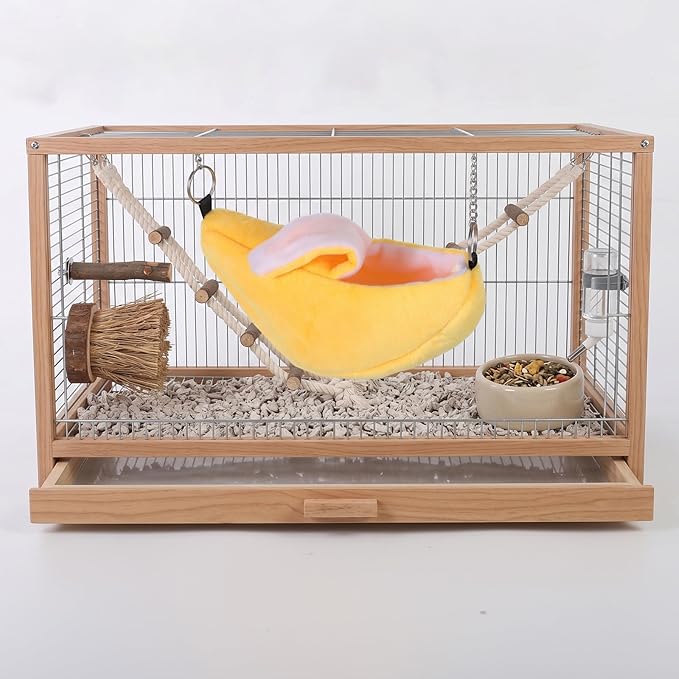 Nogeqi 2 Pcs Hamster Bed, Soft Rat Guinea Pig Hammock, Hanging House Rat Cage Accessories for Guinea Pig Rat Sleep and Play(Banana and Pineapple)