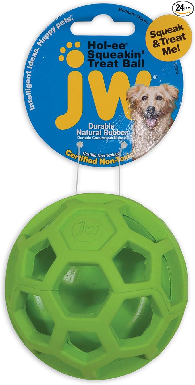 JW Pet Company 43510 Treat N Squeak Toy for Pets, Assorted (Red/Green/ Blue)