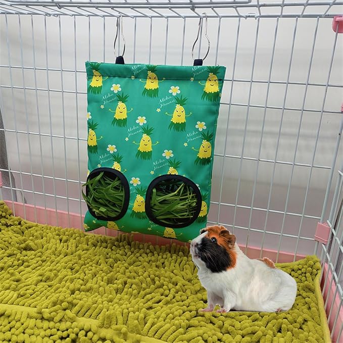 Rabbit Hay Feeder Hanging Feeding Hay Guinea Pig Hay Feeder Storage for Bunny Chinchilla Hamster (2 Windows) (Corn-2 Holes)