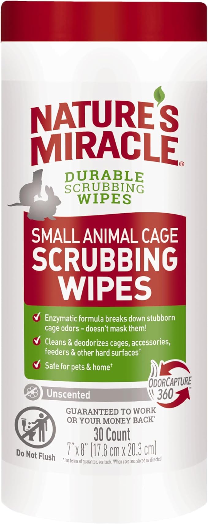 Nature's Miracle Small Animal Cage Cleaner & 30 Count Scrubbing Wipes Bundle