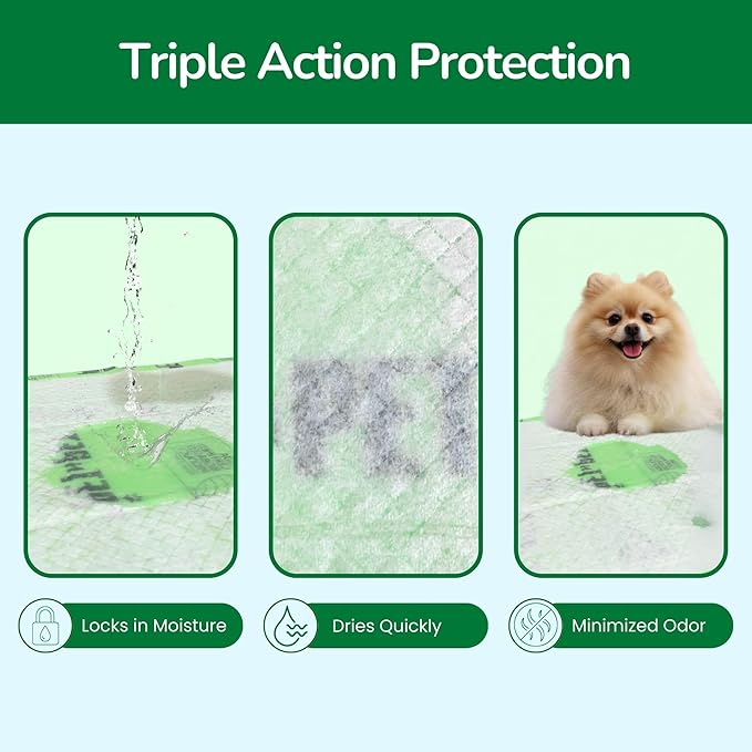 Pet N Pet 50 Counts Pee Pads for Dogs, 48% USDA Certified Plant Based Dog Pad, Unscented Puppy Training Pads, High Absorbency & Leak-Proof Pee Pads for Dogs