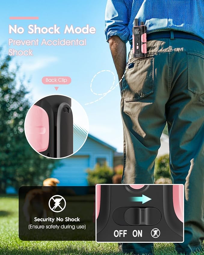 SLOPEHILL Dog Shock Collar - 4200FT Dog Training Collar with Remote,IPX8 Waterproof E-Collar with Beep,Vibration,Shock,Flash Light,No Shock Mode,Shock Collar for Small Medium Large Dog 8-140lbs,Pink