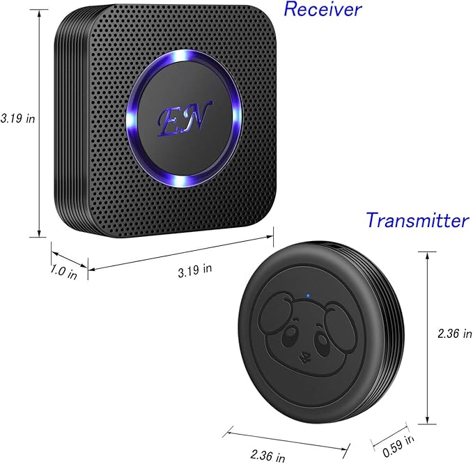 Dog Door Bell, Wireless Doggie Doorbells for Potty Training, Door Bell for Dogs to Go Outside, Dog Bells with 1 Receiver and 2 Waterproof Transmitters