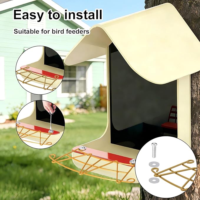 Metal Perch Extender for Smart Bird Feeder, Durable Perch Extender with Screws & Washers Bird Feeder Accessories & Replacement Parts for More Birds Resting Space