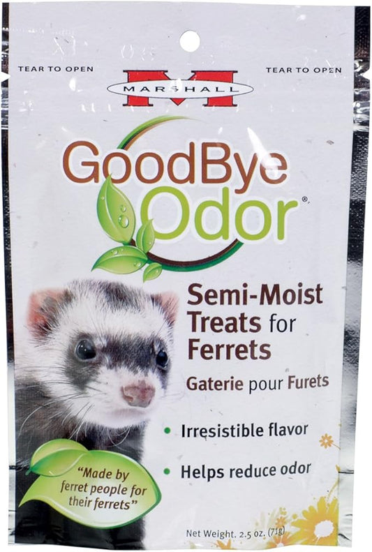 Marshall Goodbye Odor Natural Odor Reducing Semi-Moist Chew Treat Supplements for Ferrets – Chicken Flavor – 2.5 oz – Helps Support Digestive Health & Reduce Odor