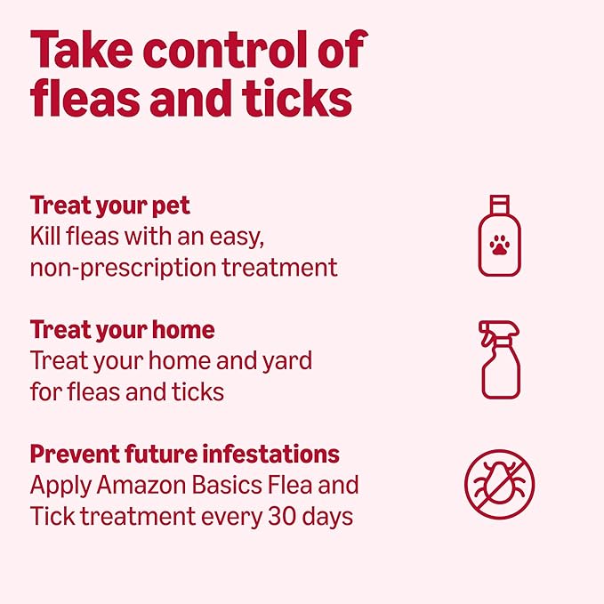 Amazon Basics Flea and Tick Topical Treatment and Prevention for Extra Large Dogs (89-132 lbs), Kills Fleas and Ticks, Waterproof, Monthly Application, 6 Count, Packaging May Vary
