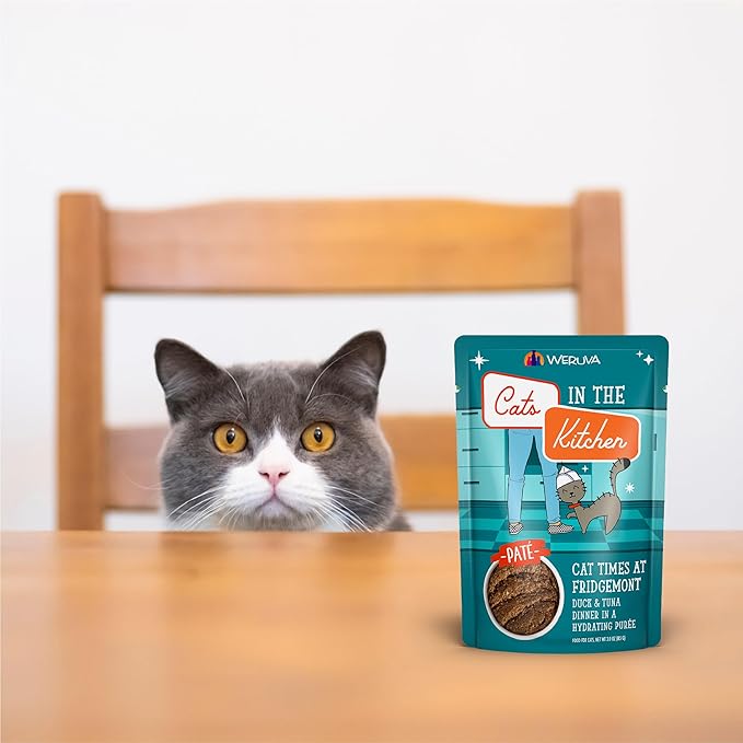 Weruva Cats in The Kitchen Slide N' Serve Grain-Free Natural Wet Pate Cat Food Pouches, Cat Times at Fridgemont, 3oz Pouch (Pack of 12)
