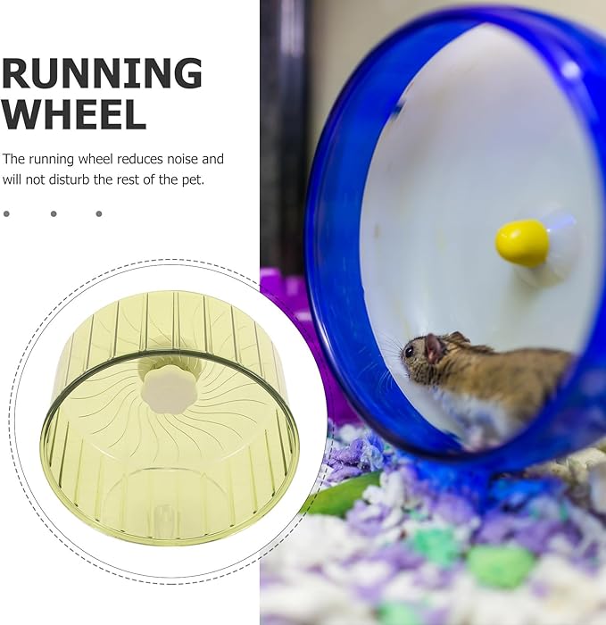 BESPORTBLE Silent Hamster Wheel with Double Bearings, 14-inch Transparent Green Running Wheel for Guinea Pigs, Gerbils, and Small Animals Exercise