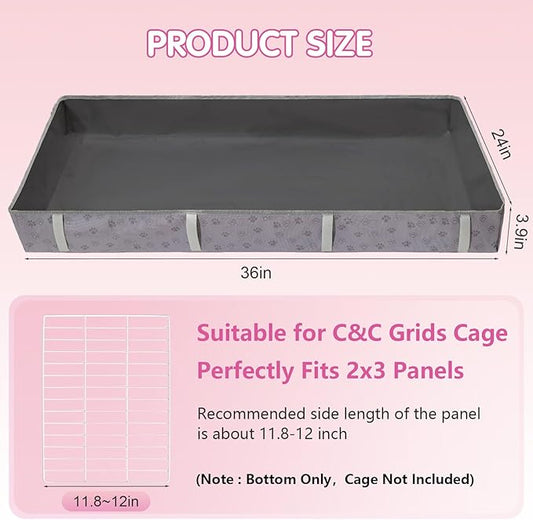 FunFurry Waterproof Guinea Pig Cage Liner,Washable Tarp Bottom Base,Cage Liners for Small Animals,Hamster Chinchilla Hedgehog Ferret Rabbit. (Dark Grey-Paw, 24" X 36")