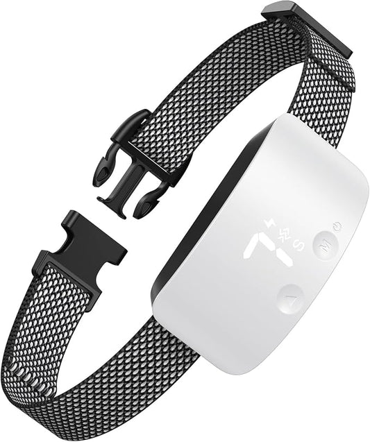 NBJU Bark Collar for Dogs,Rechargeable Anti Barking Training Collar with 7 Adjustable Sensitivity and Intensity Beep Vibration for Small Medium Large Dogs (White)