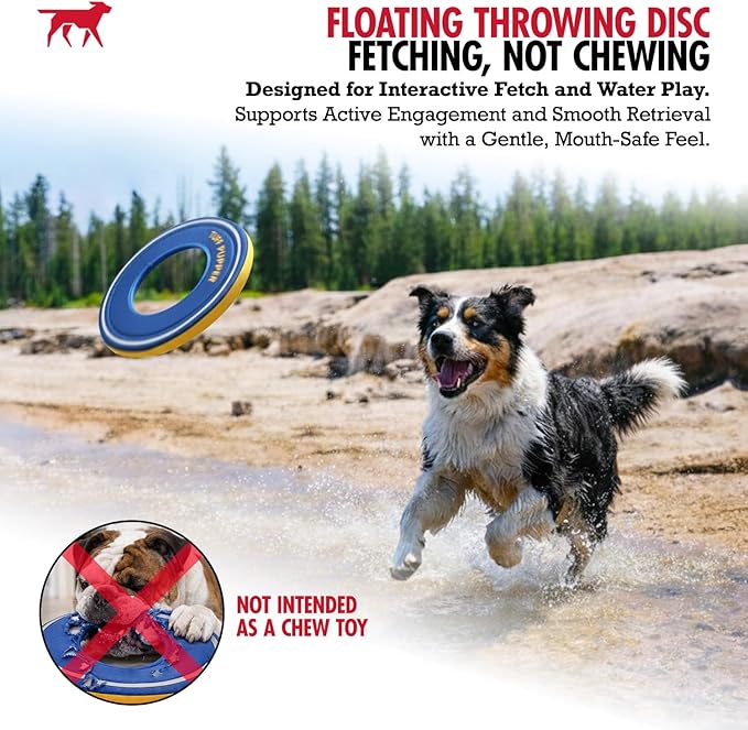 Tuff Pupper Floating Dog Frisbee Toy | Fetch Only Not a Chew Toy | Soft Foam Fetch Disc | High-Visibility Water & Snow Play | Gentle on Teeth | Lightweight Durable Outdoor Flying Toy
