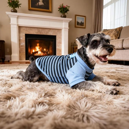 Pistha Dog Tshirt Striped Shirts for Dogs Clothes Stretchy Puppy T-Shirts with Metal Buckle for Small Medium Dog Boys Girls (Blue, XXX-Large)