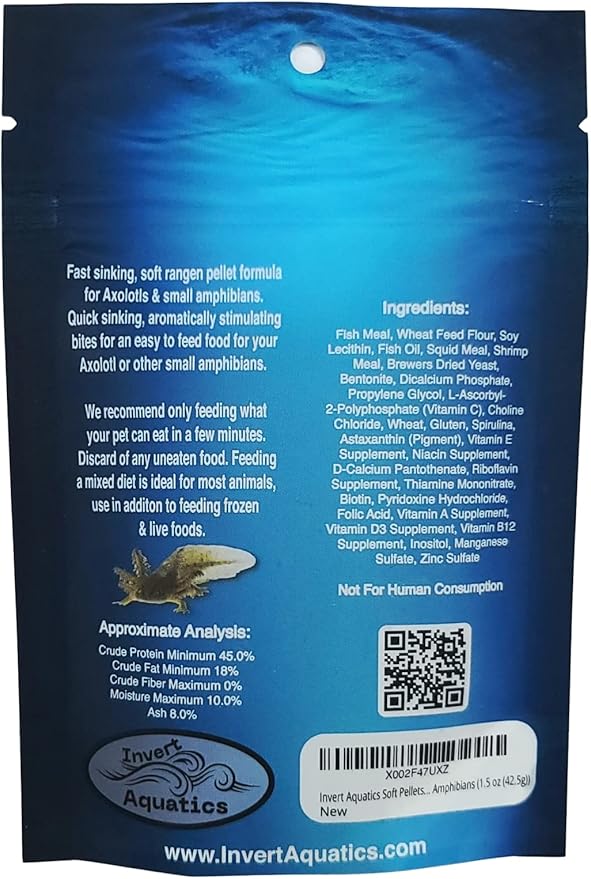 Soft Pellets for Axolotls - Moist Sinking Diet for Axolotl, Newts, Salamanders & Other Small Amphibians (3 oz (85g))